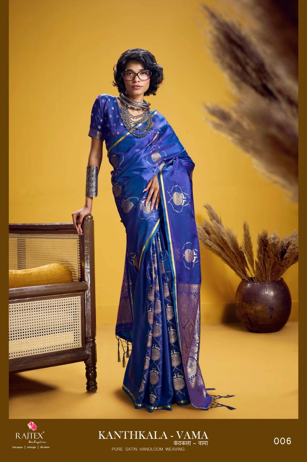 Kanthkala Vama By Raj Tex 001 to 006 Series Indian Traditional Wear Collection Beautiful Stylish Fancy Colorful Party Wear & Occasional Wear Satin Crepe Sarees At Wholesale Price